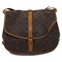 Louis Vuitton Saumur Handbag Monogram Canvas Brown Canvas Shoulder Bag Bag (Pre-Loved)
