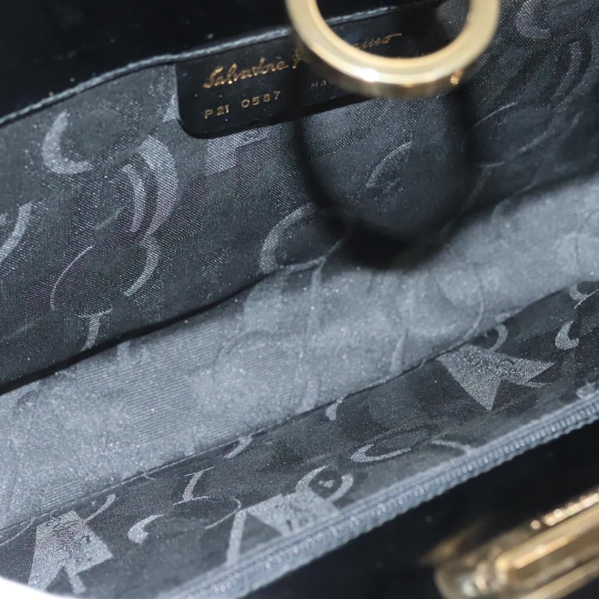 Salvatore Ferragamo Gancini Shoulder Bag Patent Leather Black Patent_Leather Shoulder Bag Bag (Pre-Loved)