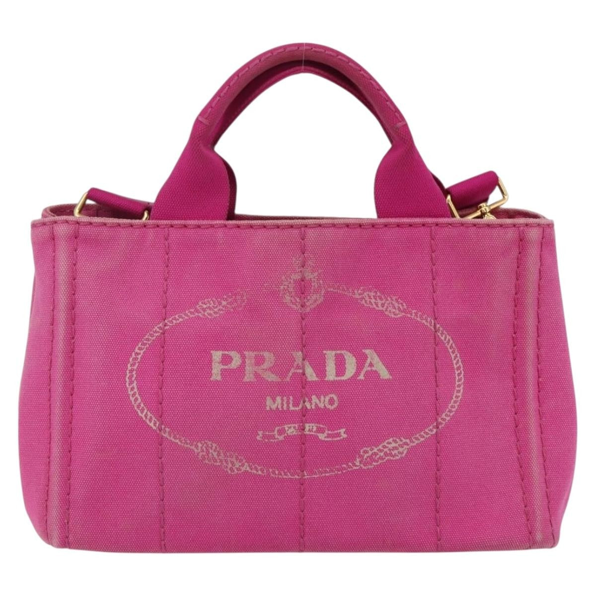 Prada Canapa Convertible Tote Canvas Pink Canvas Tote Bag Bag (Authentic Pre-Loved)