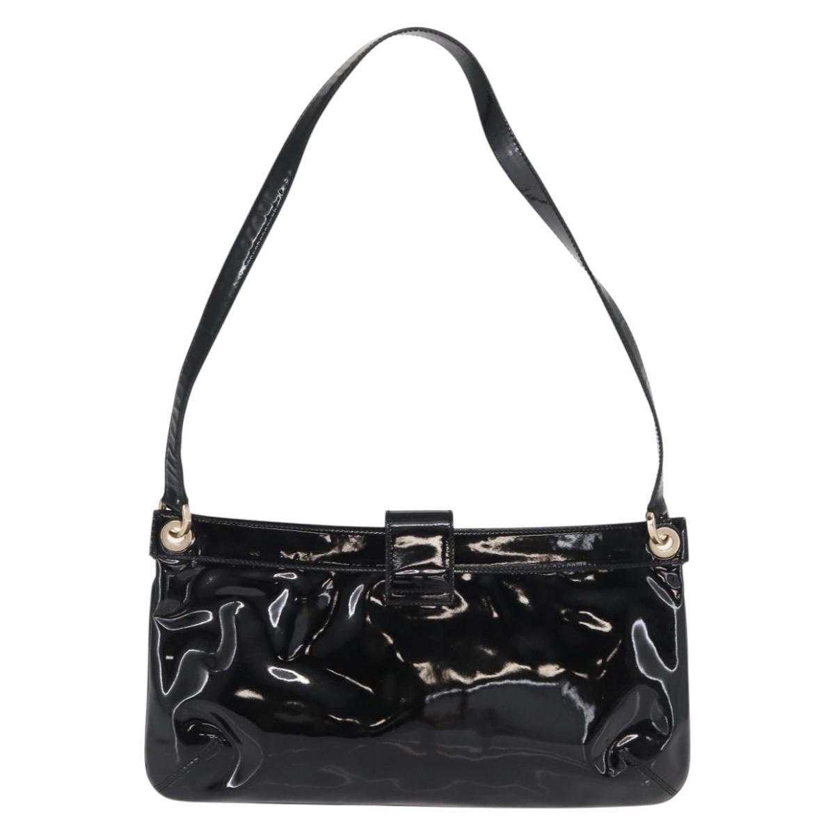 Salvatore Ferragamo Gancini Shoulder Bag Patent Leather Black Patent_Leather Shoulder Bag Bag (Pre-Loved)