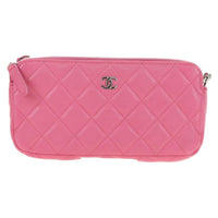 Chanel Double Zip Clutch With Chain Quilted Lambskin Pink Leather Shoulder Bag Bag (Authentic Pre-Loved)