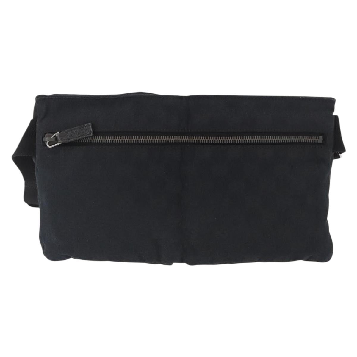 Gucci Vintage Double Belt Bag Gg Canvas With Leather Black Canvas Clutche & Pouche Bag (Authentic Pre-Loved)