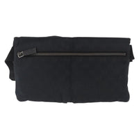 Gucci Vintage Double Belt Bag Gg Canvas With Leather Black Canvas Clutche & Pouche Bag (Authentic Pre-Loved)