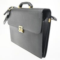 Salvatore Ferragamo Revival Briefcase Leather Black Leather Briefcase Bag (Authentic Pre-Loved)