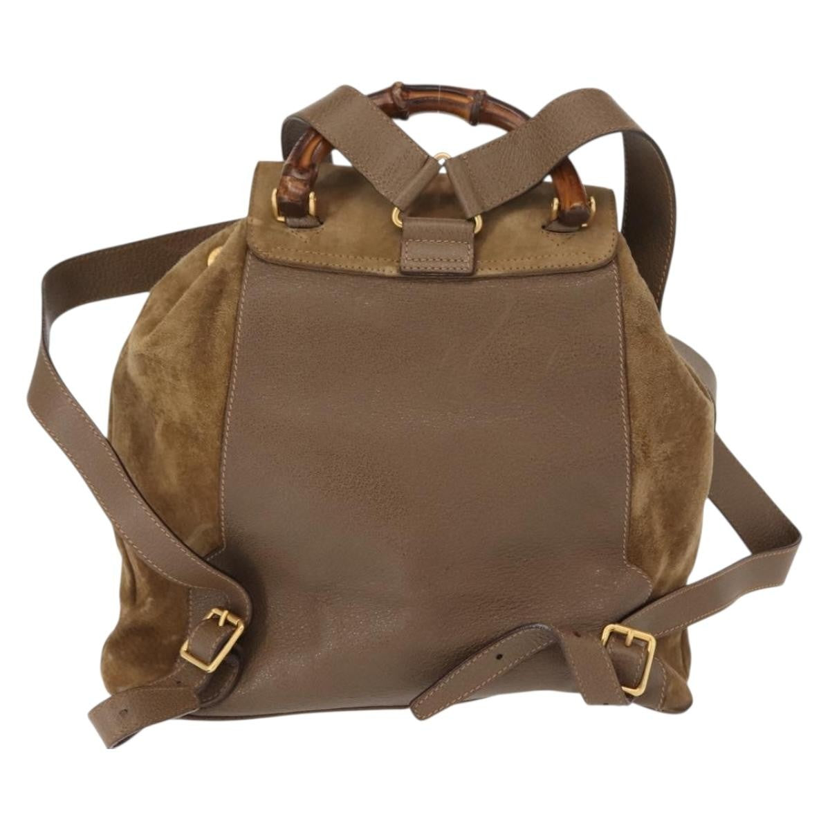 Gucci Vintage Bamboo Backpack Suede Brown Suede Backpack Bag (Authentic Pre-Loved)