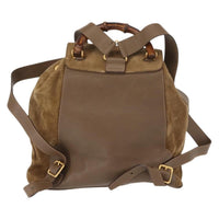 Gucci Vintage Bamboo Backpack Suede Brown Suede Backpack Bag (Authentic Pre-Loved)
