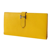 Hermes Bearn Wallet Epsom Yellow Leather Wallets Accessory (Authentic Pre-Loved)