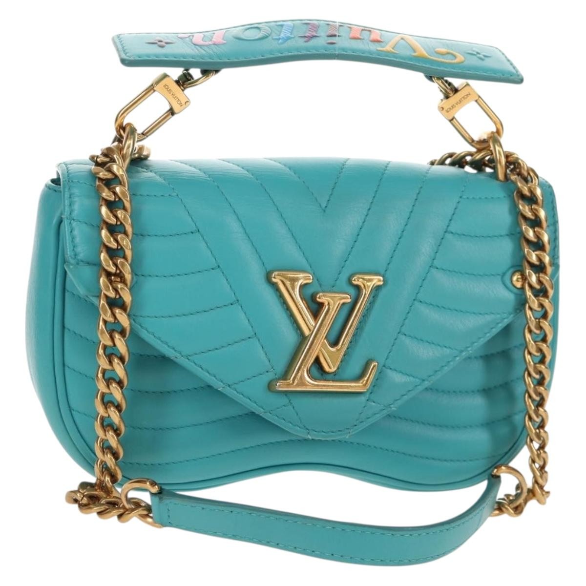 Louis Vuitton New Wave Chain Bag Quilted Leather Blue Leather Shoulder Bag Bag (Pre-Loved)