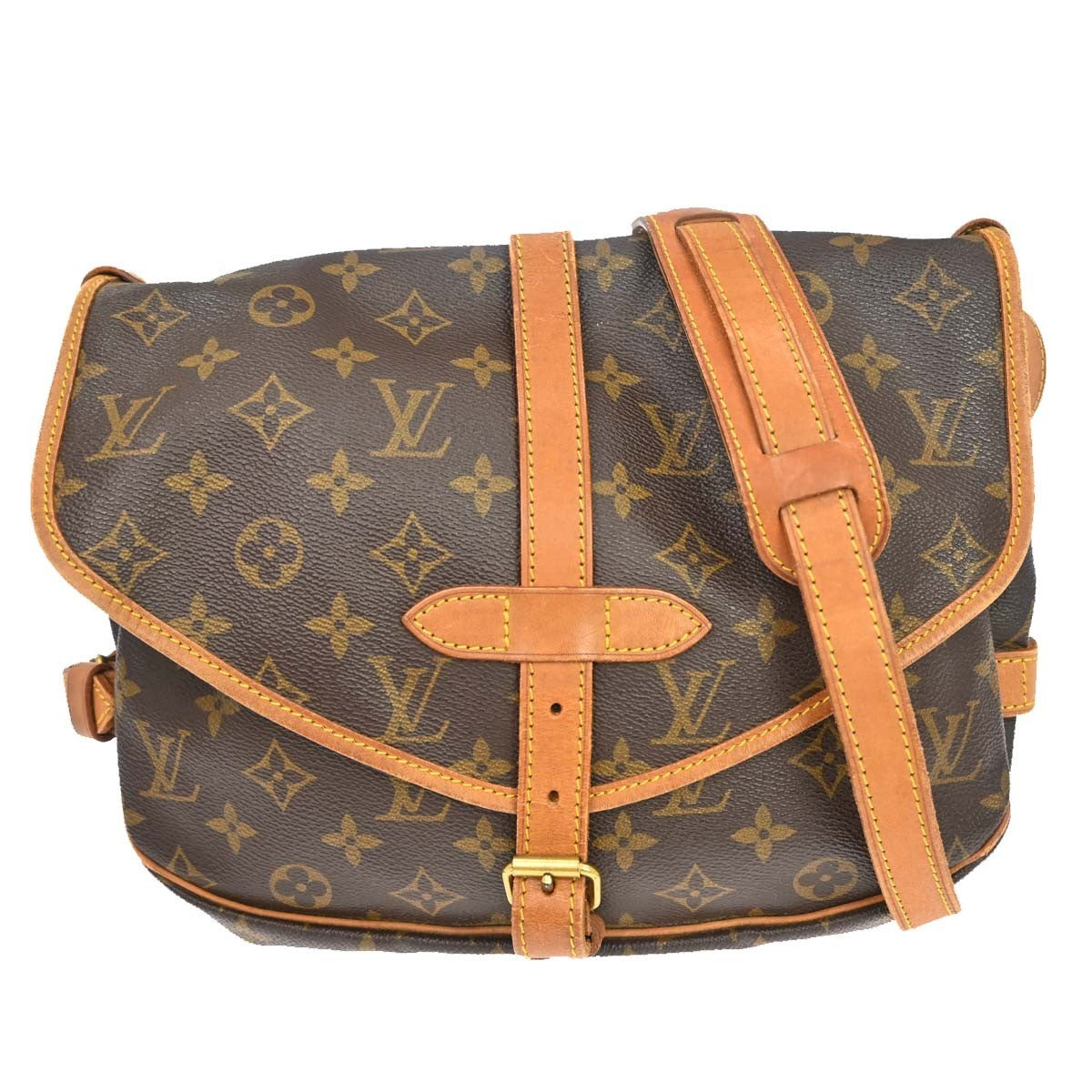 Louis Vuitton Louis Vuitton Saumur Handbag Monogram Canvas Brown Canvas Shoulder Bag Bag (Authentic Pre-Loved)
