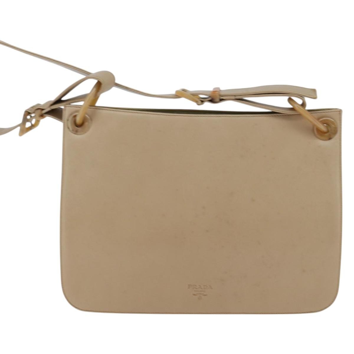 Prada Vintage Shoulder Bag Leather Beige Leather Shoulder Bag Bag (Authentic Pre-Loved)