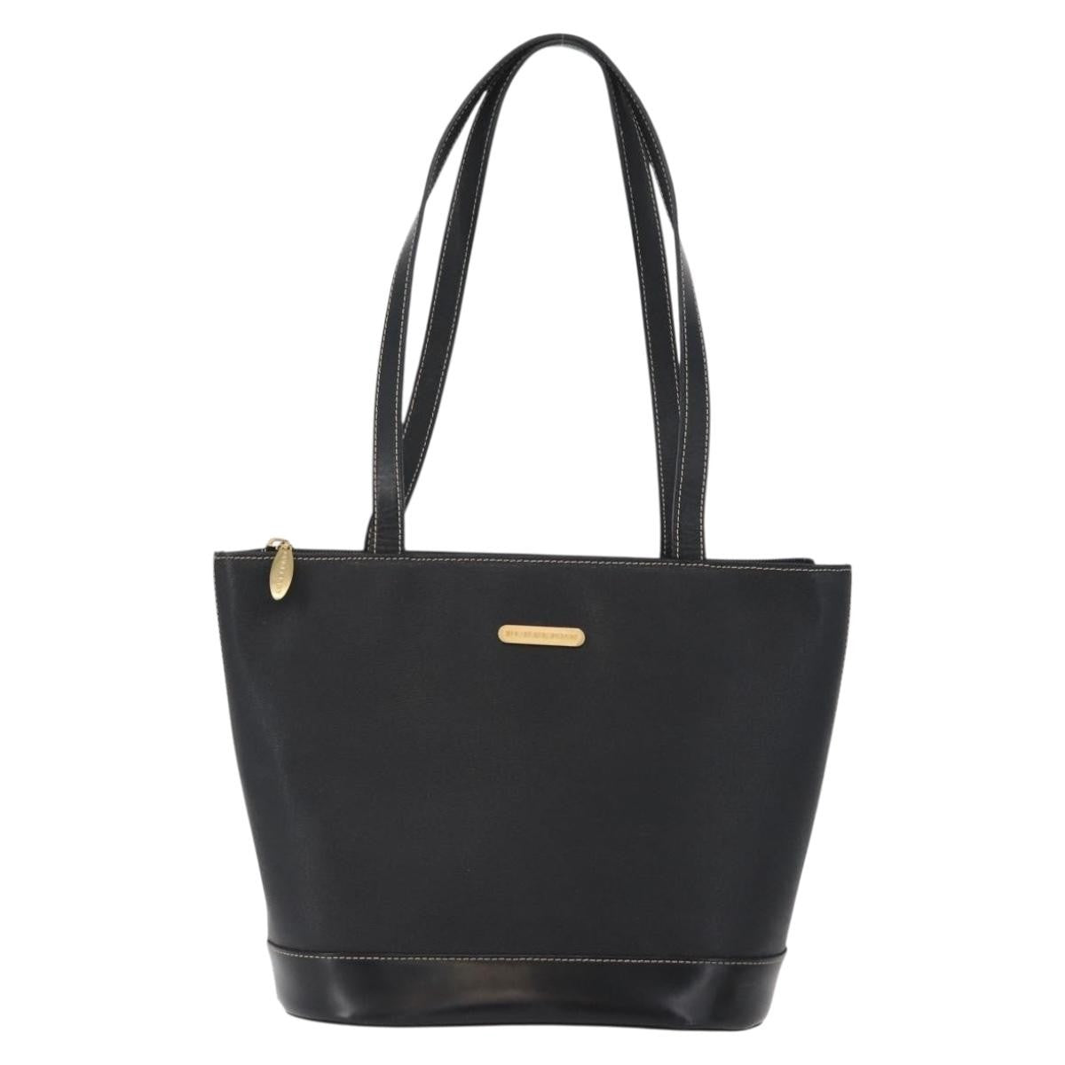 Burberry Vintage Tote Bag Leather Black Leather Tote Bag Bag (Pre-Loved)