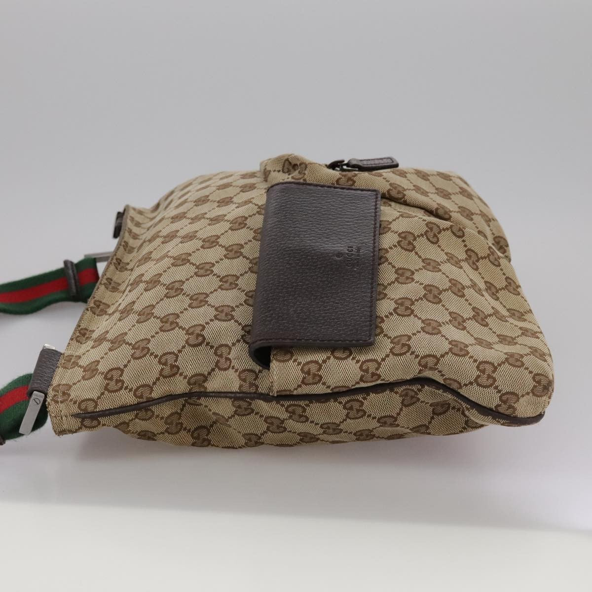 Gucci Double Pocket Web Messenger Gg Canvas Brown Canvas Shoulder Bag Bag (Pre-Loved)