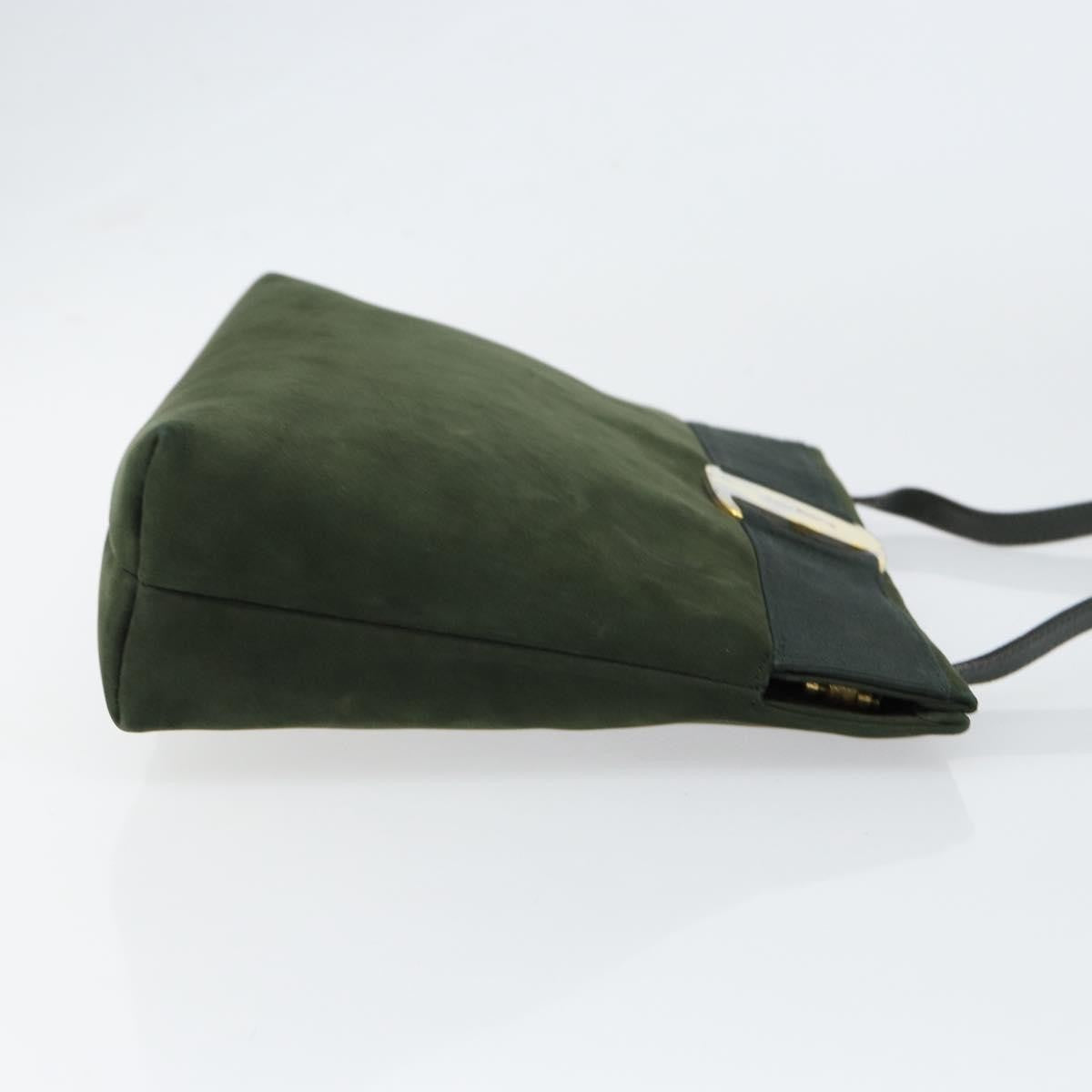 Salvatore Ferragamo Vala Shoulder Bag Suede Khaki Suede Shoulder Bag Bag (Pre-Loved)