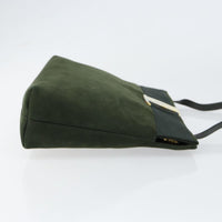 Salvatore Ferragamo Vala Shoulder Bag Suede Khaki Suede Shoulder Bag Bag (Pre-Loved)
