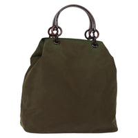 Prada Resin Handle Tote Tessuto Khaki Nylon Tote Bag Bag (Authentic Pre-Loved)