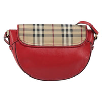 Burberry Maydown Crossbody Bag Haymarket Coated Canvas And Leather Beige Canvas Shoulder Bag Bag (Pre-Loved)