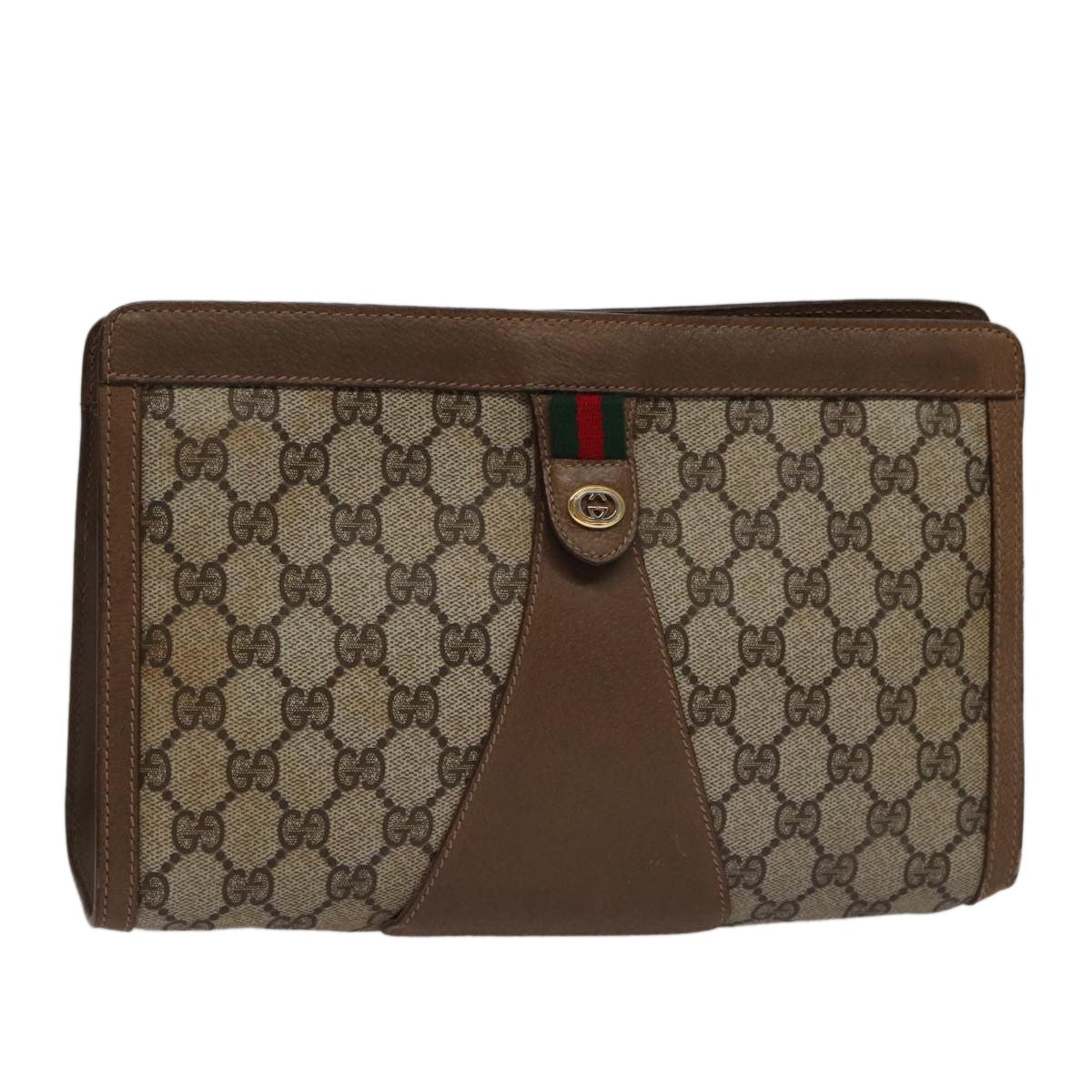 Gucci Sherry Line Pouch Canvas Beige Canvas Clutche & Pouche Bag (Pre-Loved)