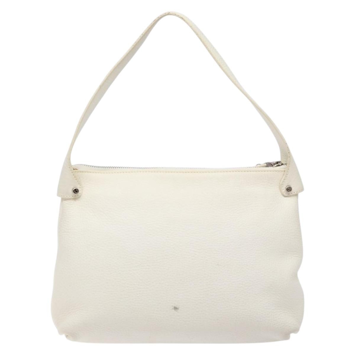 Salvatore Ferragamo Gancini Shoulder Bag Leather White Leather Shoulder Bag Bag (Authentic Pre-Loved)