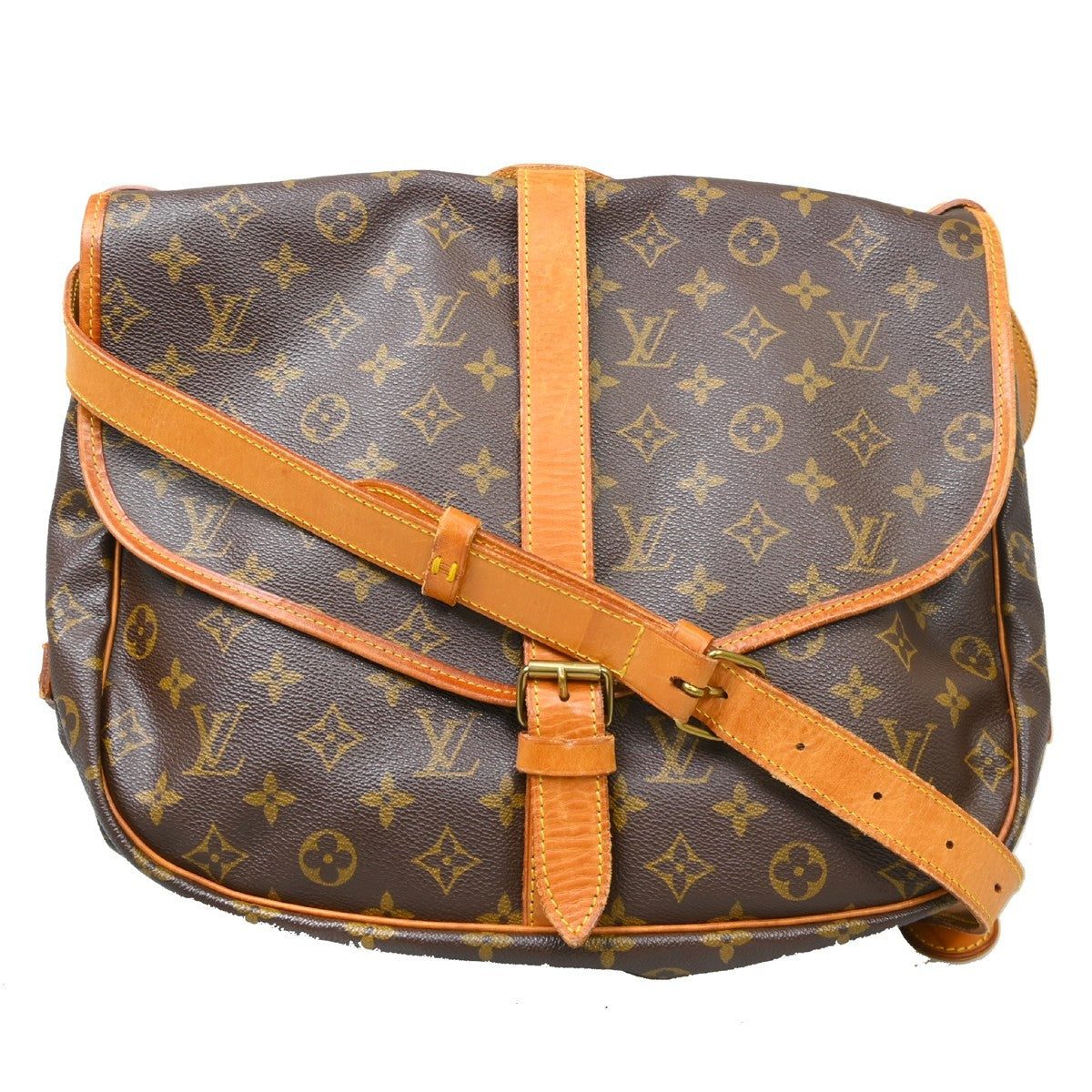 Louis Vuitton Saumur Handbag Monogram Canvas Brown Canvas Shoulder Bag Bag (Authentic Pre-Loved)