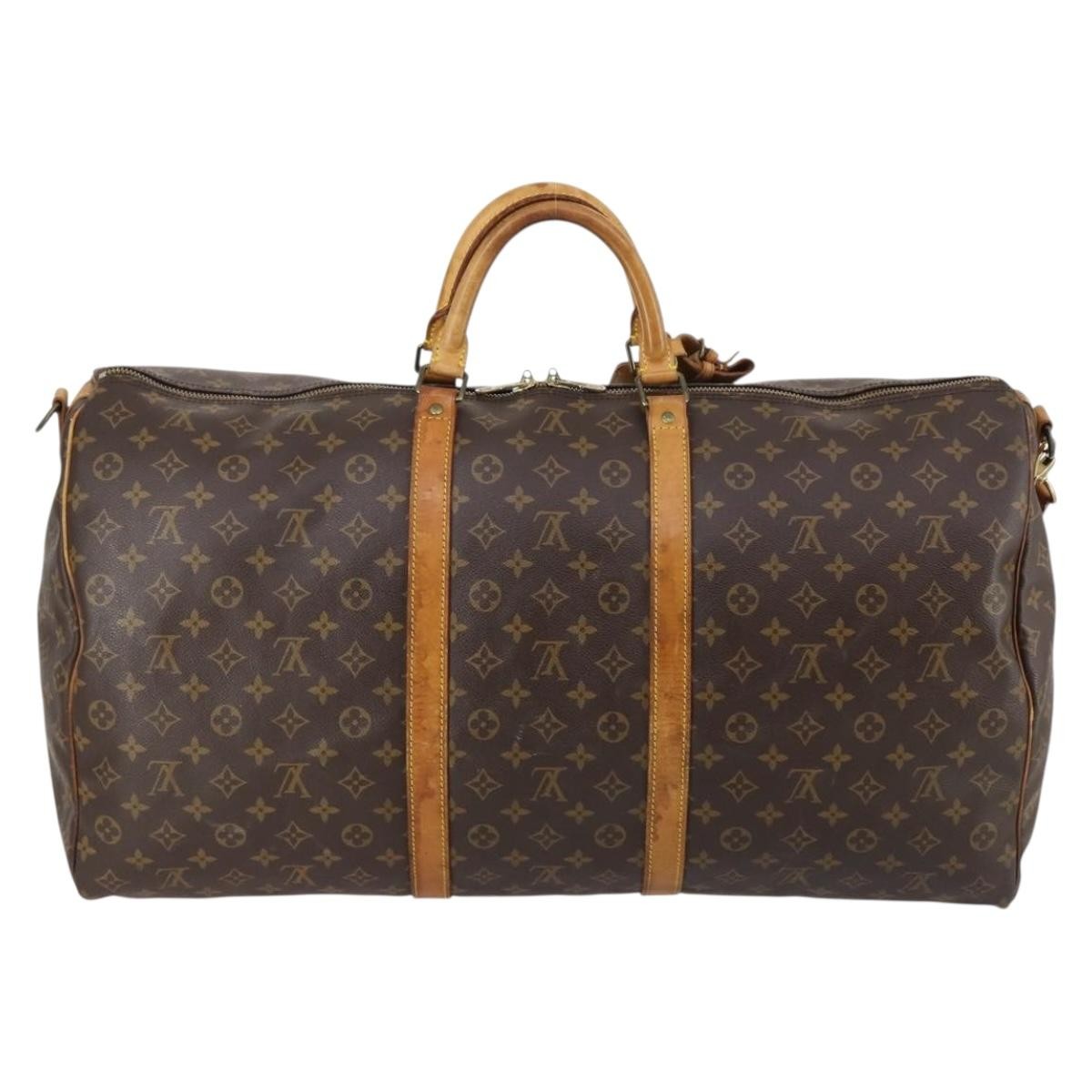 Louis Vuitton Keepall Bandouliere Bag Monogram Canvas Brown Canvas Travel Bag Bag (Authentic Pre-Loved)