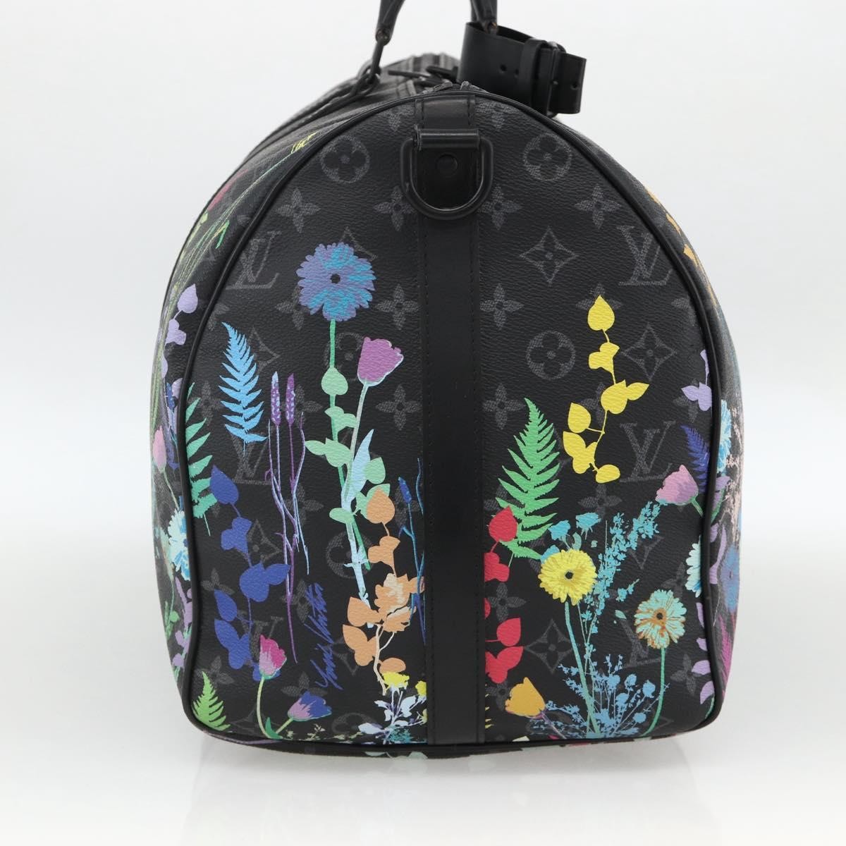 Louis Vuitton Keepall Bandouliere Bag Limited Edition Foliage Monogram Eclipse Black Canvas Travel Bag Bag (Pre-Loved)