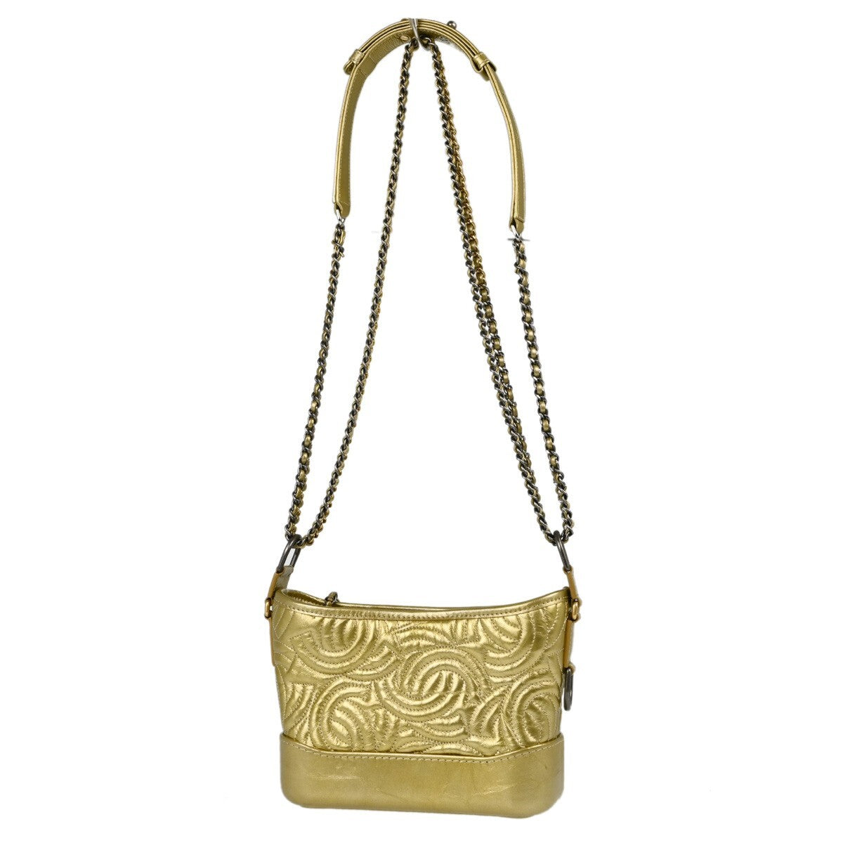 Chanel Gabrielle Hobo Quilted Metallic Aged Calfskin Gold Leather Shoulder Bag Bag (Authentic Pre-Loved)