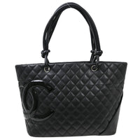Chanel Cambon Tote Quilted Leather Black Calfskin Handbag (Pre-Loved)