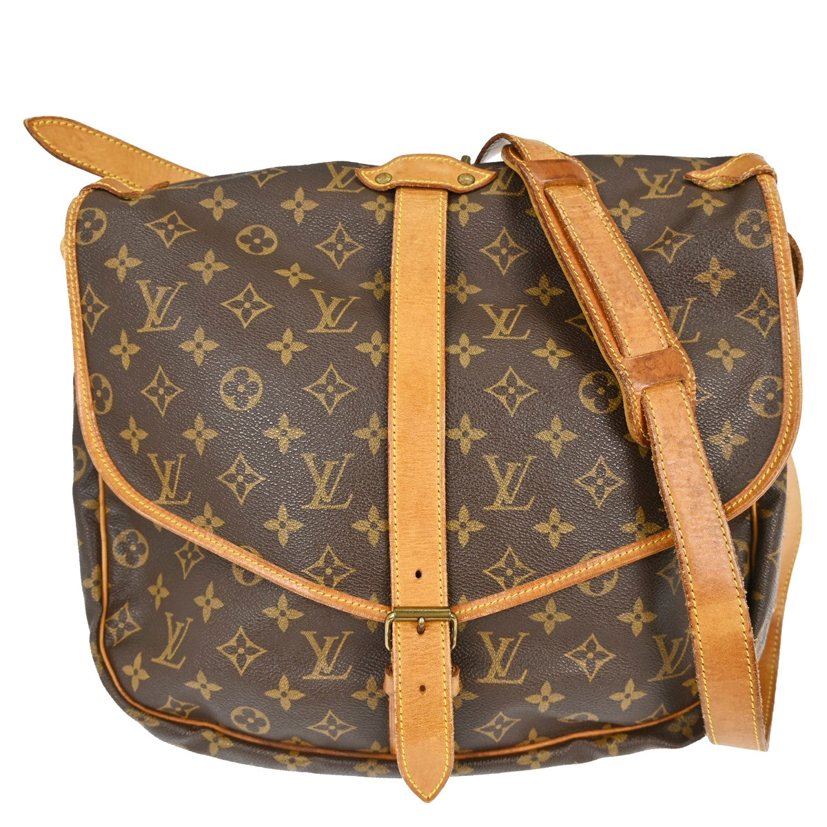 Louis Vuitton Saumur Handbag Monogram Canvas Brown Canvas Shoulder Bag Bag (Authentic Pre-Loved)