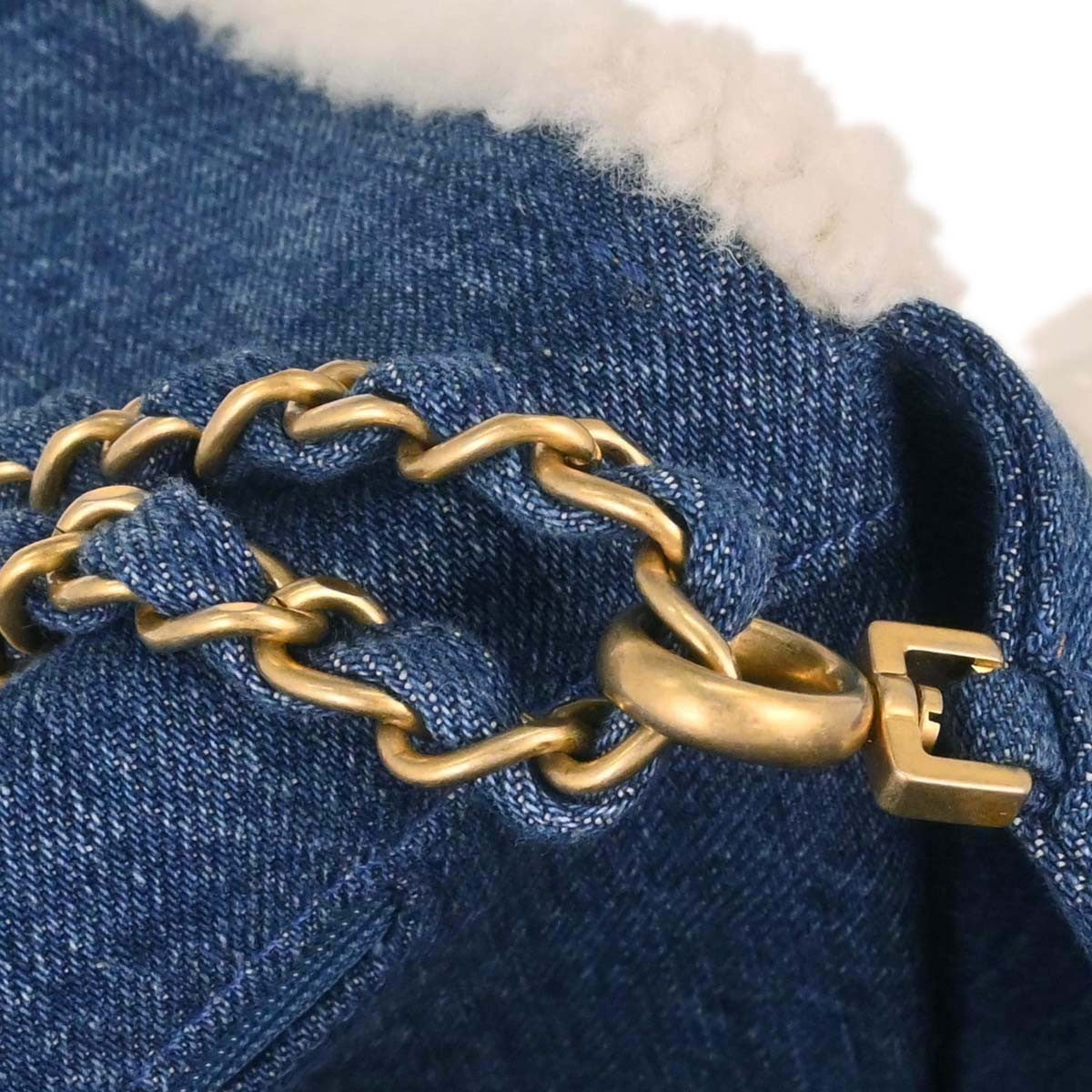 Chanel Egyptian Hieroglyph Flap Bag Denim And Shearling Blue Denim_Jeans Shoulder Bag Bag (Authentic Pre-Loved)