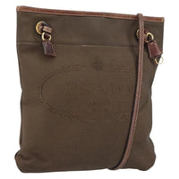 Prada Logo Flat Messenger Canvas Brown Canvas Shoulder Bag Bag (Authentic Pre-Loved)