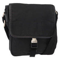 Prada Logo Flap Messenger Bag Tessuto Black Nylon Shoulder Bag Bag (Authentic Pre-Loved)