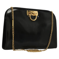 Salvatore Ferragamo Vintage Gancini Chain Shoulder Bag Patent Leather Black Patent_Leather Shoulder Bag Bag (Authentic Pre-Loved)