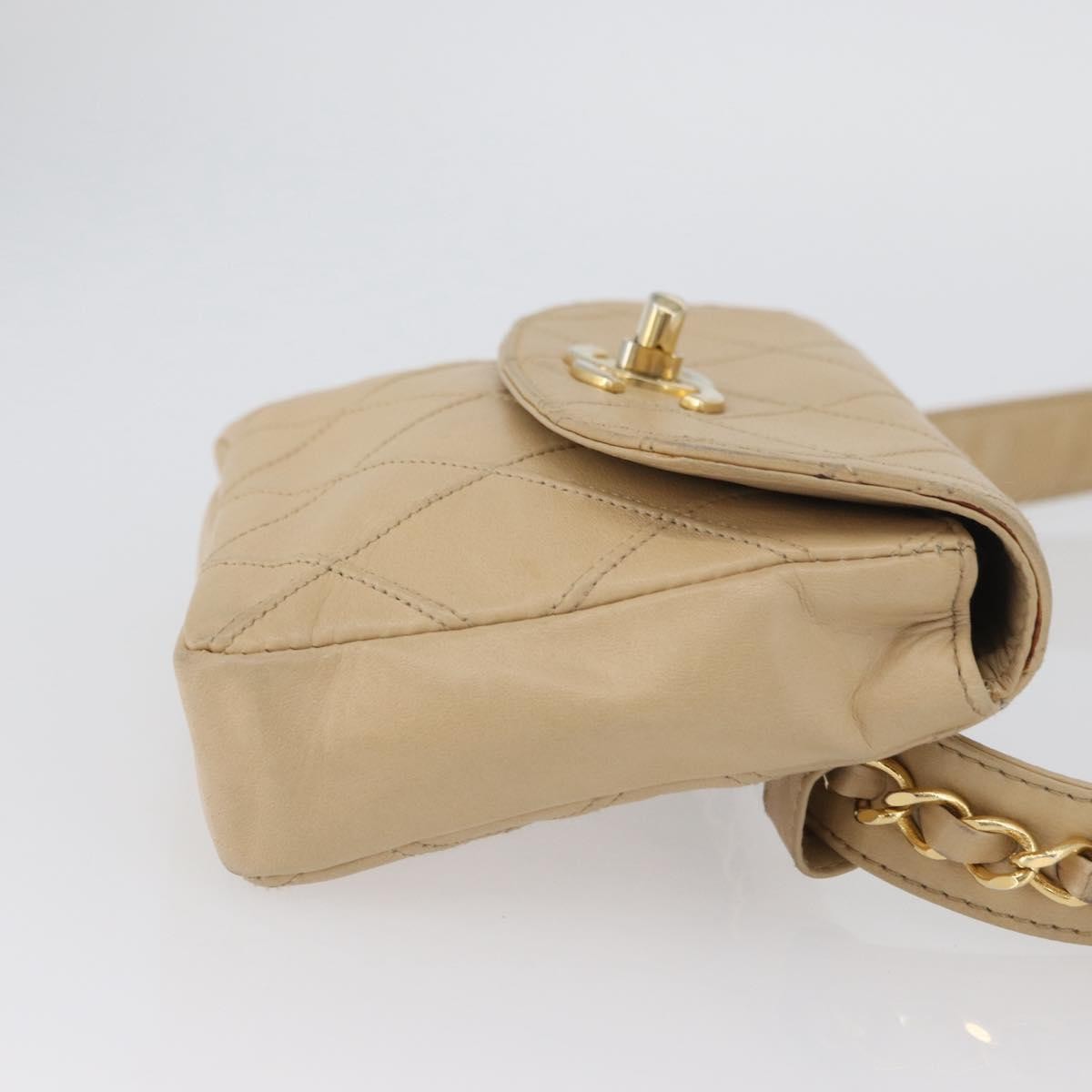 Chanel Cc Flap Belt Bag Quilted Lambskin Beige Leather Clutche & Pouche Bag (Authentic Pre-Loved)