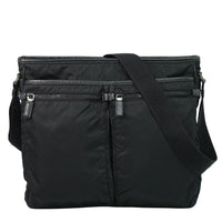 Prada Double Pocket Zip Messenger Tessuto Black Nylon Shoulder Bag Bag (Authentic Pre-Loved)
