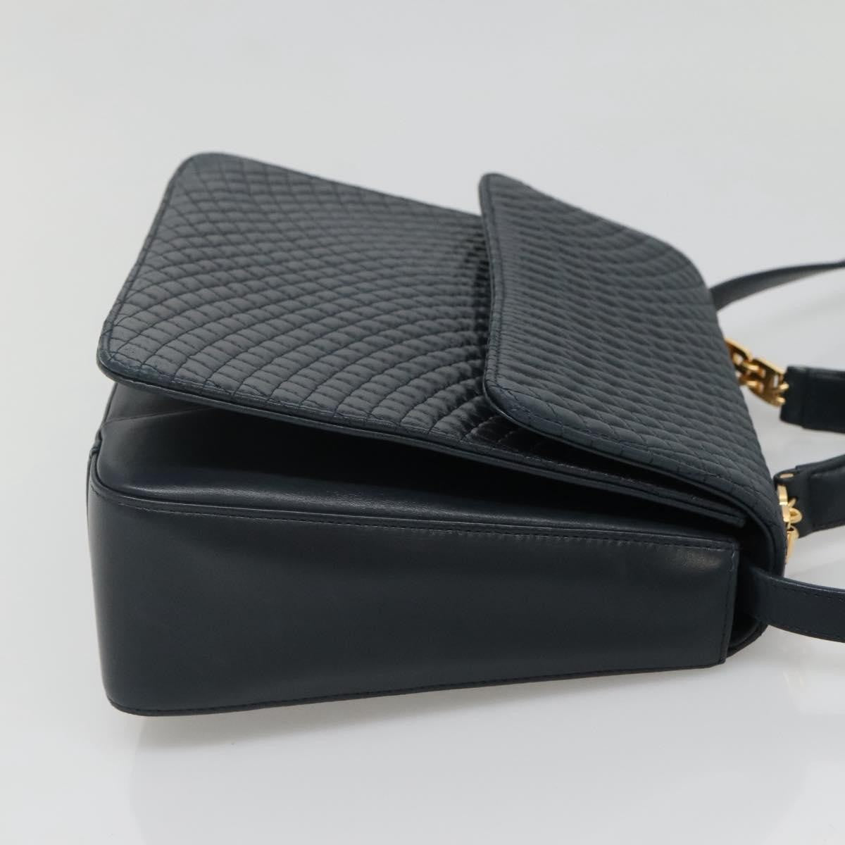 Bally Vintage Handbag Quilted Leather Navy Leather Handbag (Authentic Pre-Loved)