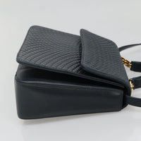 Bally Vintage Handbag Quilted Leather Navy Leather Handbag (Authentic Pre-Loved)