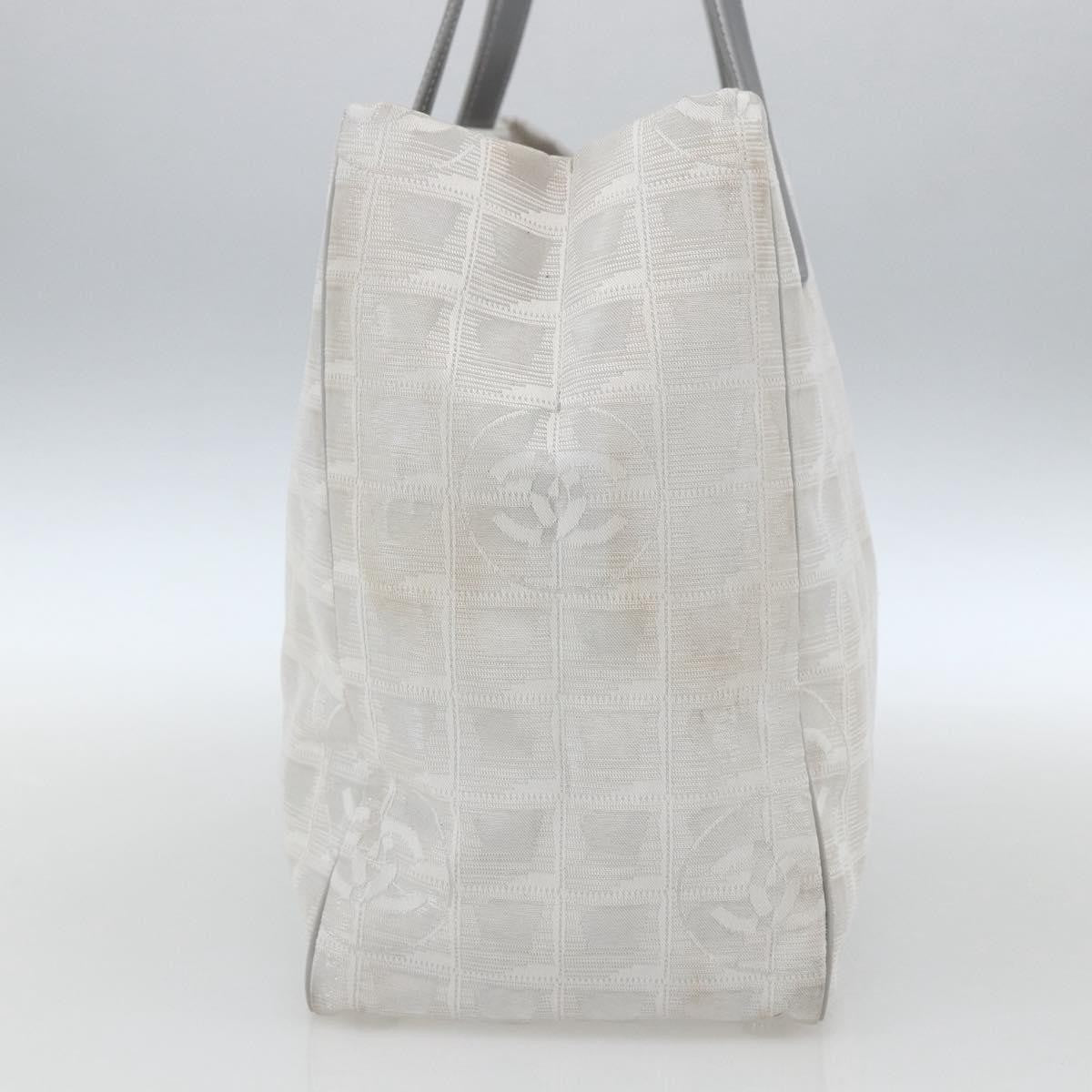 Chanel Travel Line Tote Nylon Silver Nylon Tote Bag Bag (Authentic Pre-Loved)
