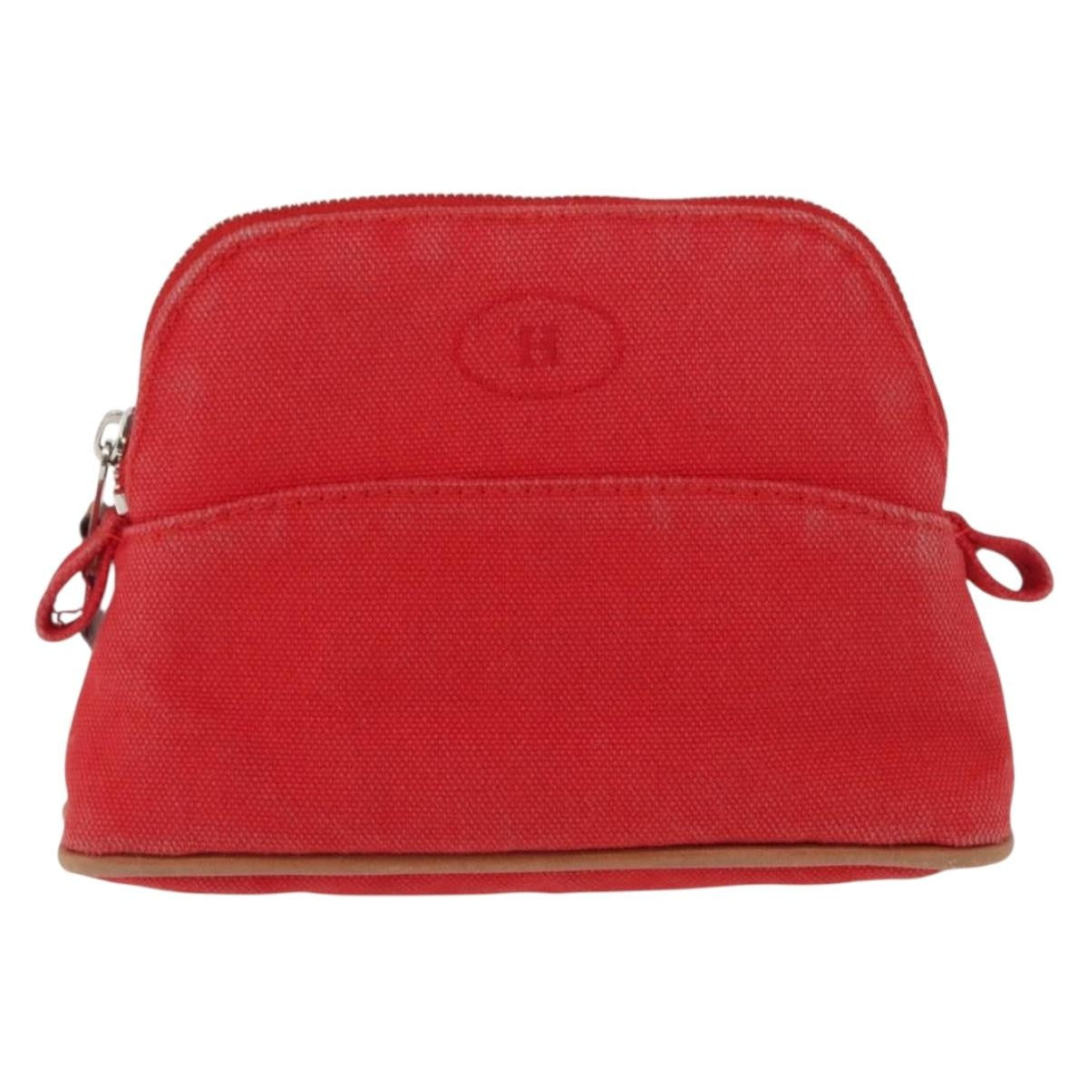 Hermes Bolide Travel Pouch Canvas Red Canvas Clutche & Pouche Bag (Authentic Pre-Loved)