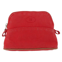 Hermes Bolide Travel Pouch Canvas Red Canvas Clutche & Pouche Bag (Authentic Pre-Loved)