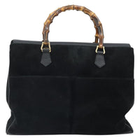 Gucci Bamboo Tote Bag Suede Black Suede Tote Bag Bag (Pre-Loved)