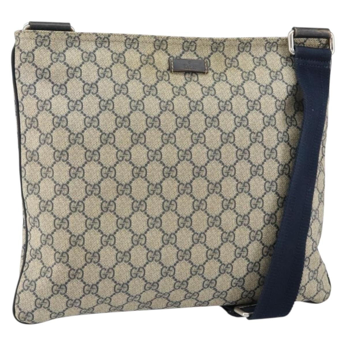 Gucci Zip Top Messenger Bag Gg Coated Canvas Navy Pvc Shoulder Bag Bag (Pre-Loved)