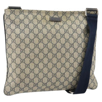 Gucci Zip Top Messenger Bag Gg Coated Canvas Navy Pvc Shoulder Bag Bag (Pre-Loved)