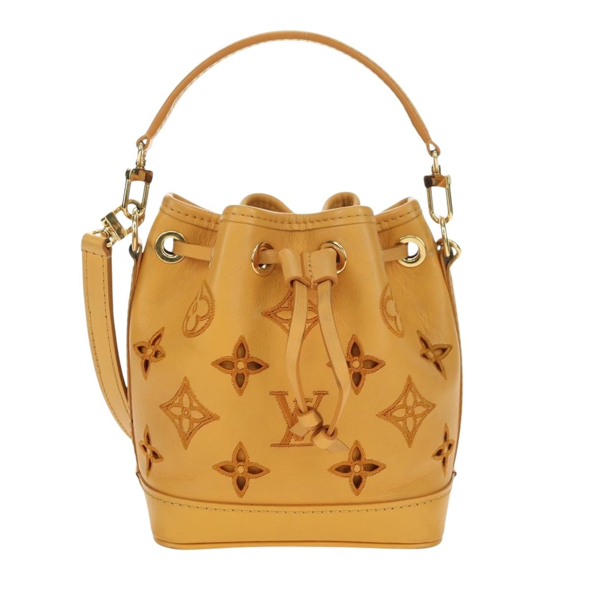 Louis Vuitton Noe Nm Handbag Perforated And Embroidered Monogram Leather Yellow Leather Shoulder Bag Bag (Pre-Loved)