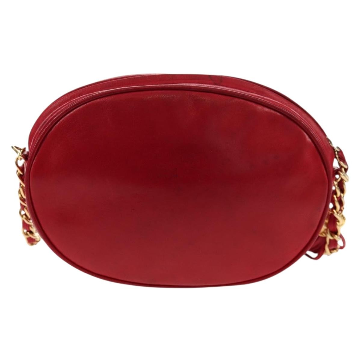 Chanel Chanel Vintage Oval Cc Tassel Crossbody Bag Leather Red Leather Shoulder Bag Bag (Pre-Loved)