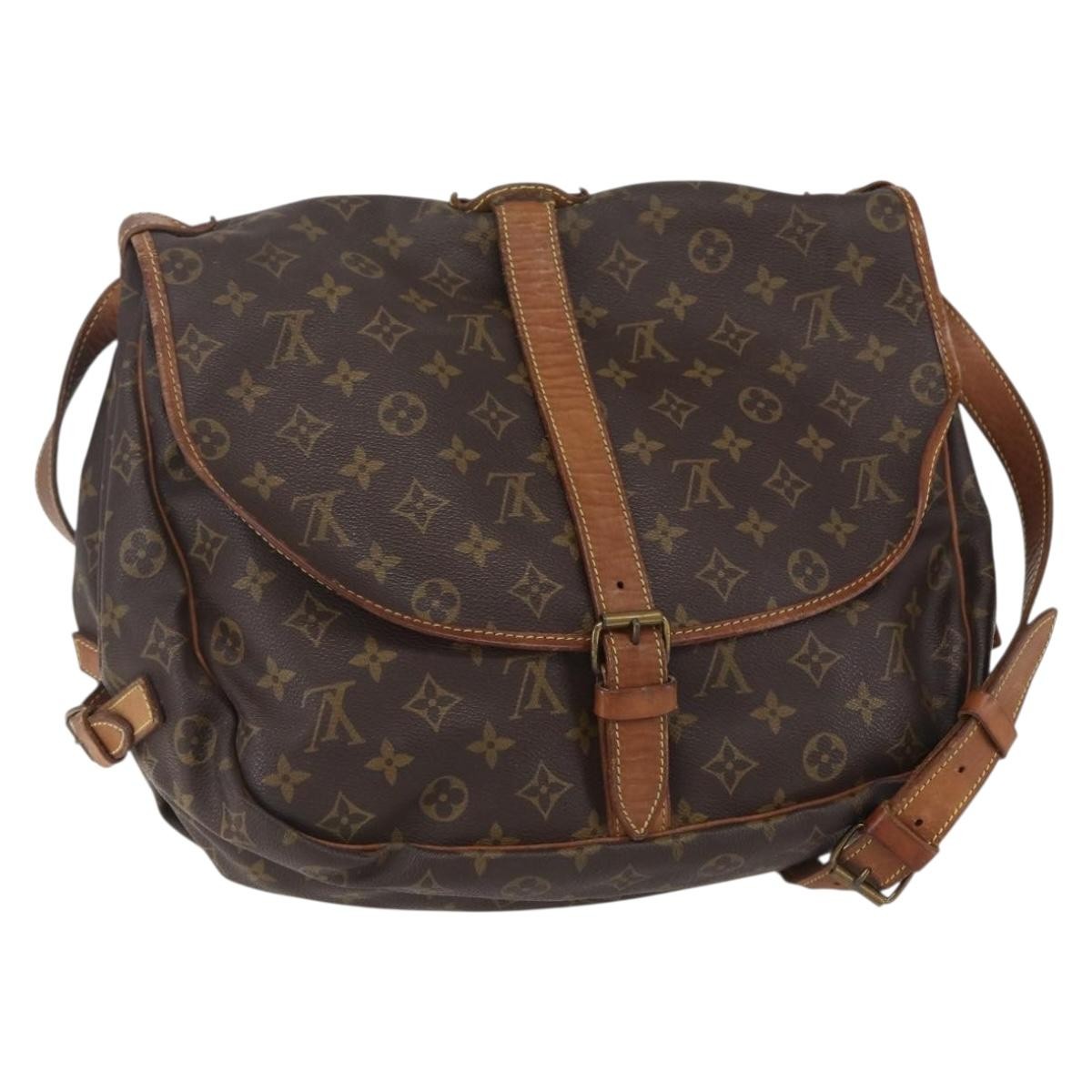 Louis Vuitton Saumur Handbag Monogram Canvas Brown Canvas Shoulder Bag Bag (Pre-Loved)