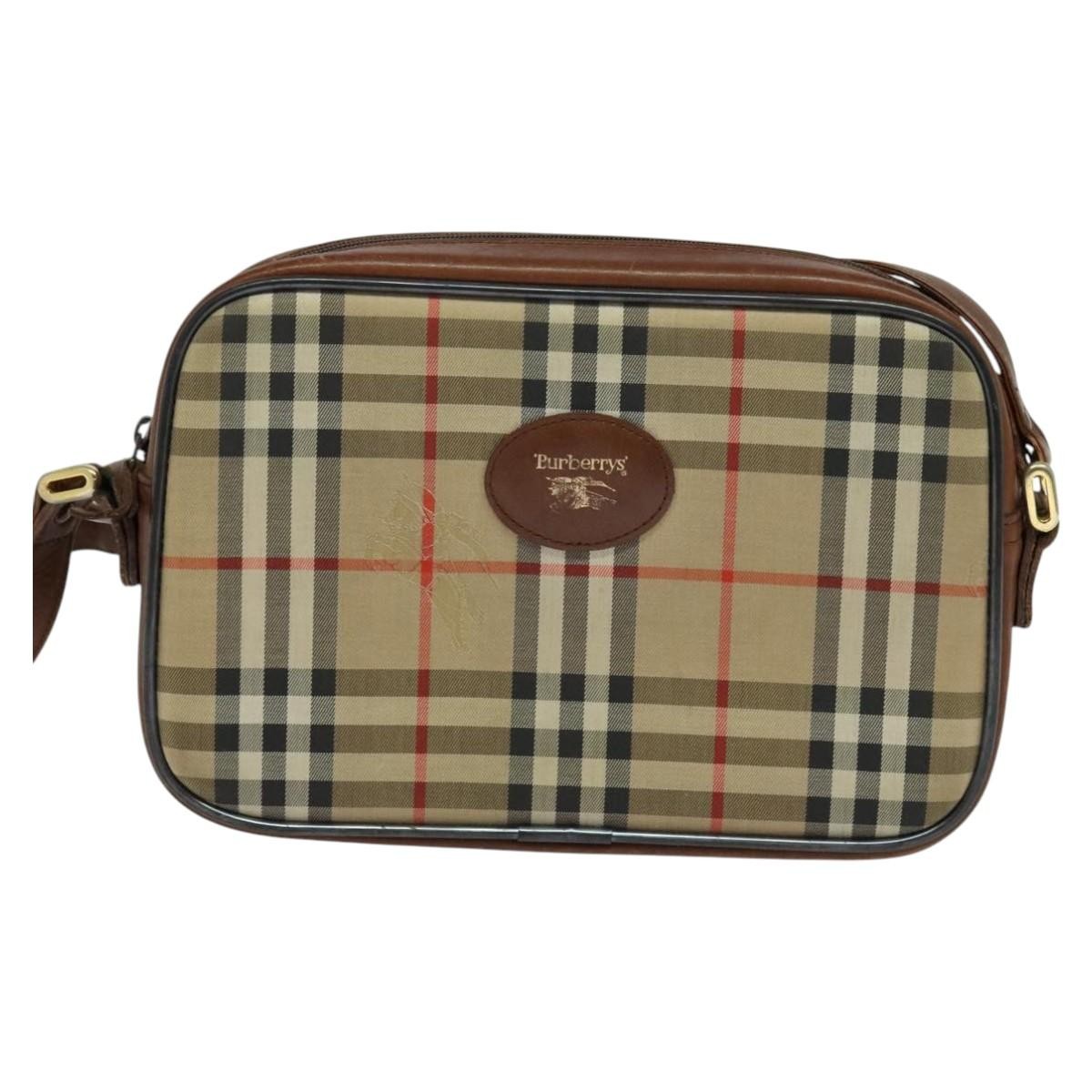 Burberry Camera Bag Vintage Check Canvas Beige Canvas Shoulder Bag Bag (Authentic Pre-Loved)
