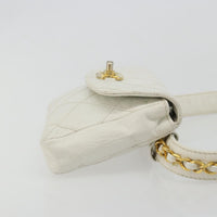 Chanel Cc Flap Belt Bag Quilted Lambskin White Leather Clutche & Pouche Bag (Authentic Pre-Loved)