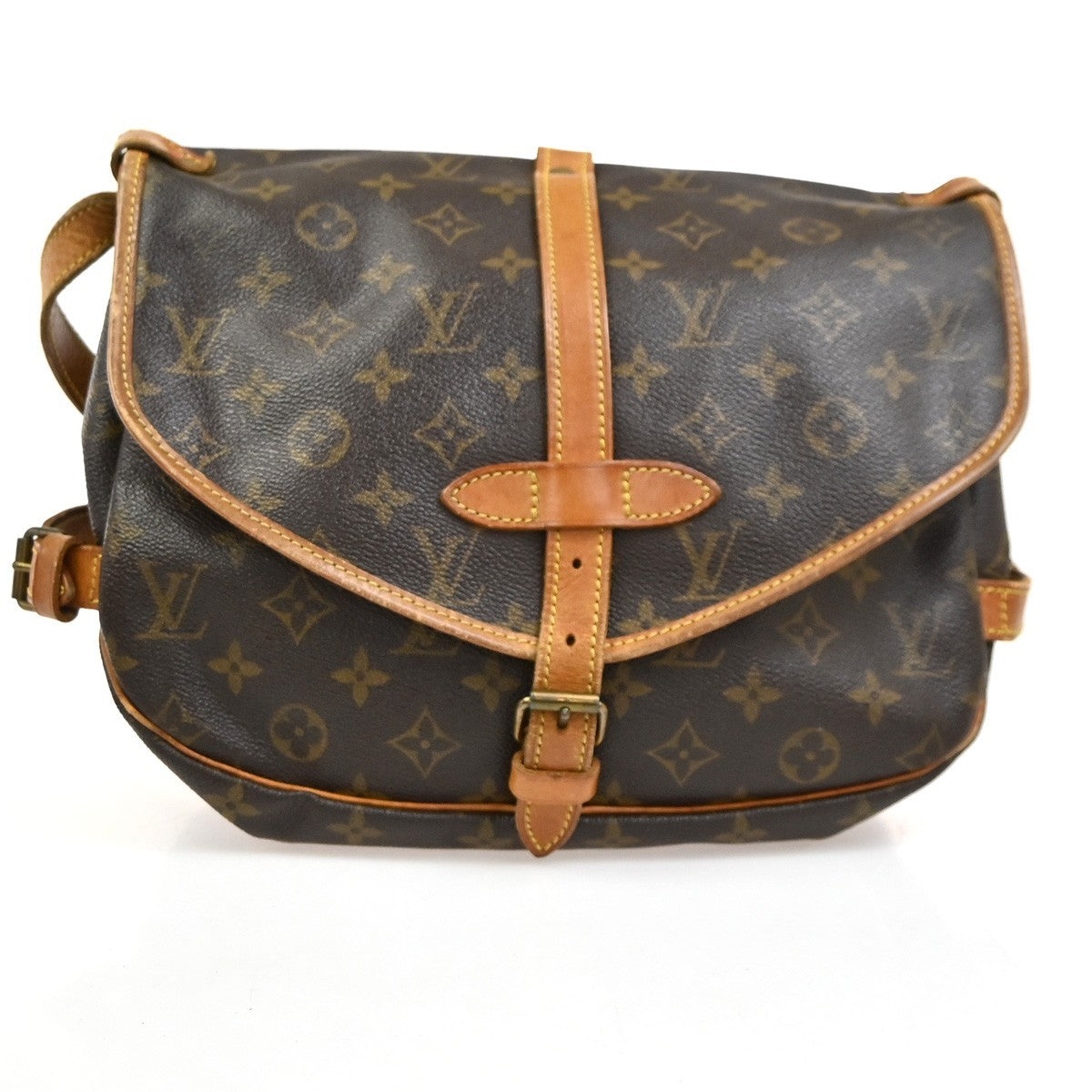 Louis Vuitton Saumur Handbag Monogram Canvas Brown Canvas Shoulder Bag Bag (Pre-Loved)