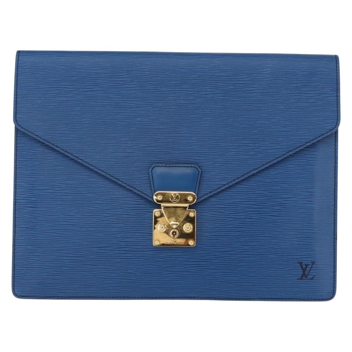 Louis Vuitton Porte-Documents Senateur Bag Epi Leather Blue Leather Clutche & Pouche Bag (Pre-Loved)