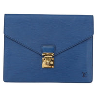 Louis Vuitton Porte-Documents Senateur Bag Epi Leather Blue Leather Clutche & Pouche Bag (Pre-Loved)